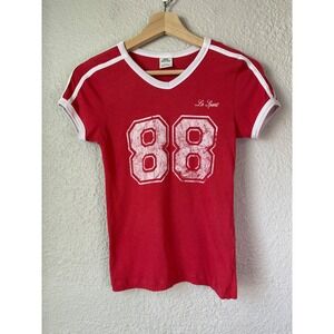 Urban Outfitters Red Ringer Baby Tee Graphic 88 Le Sport Short Sleeve Shirt M